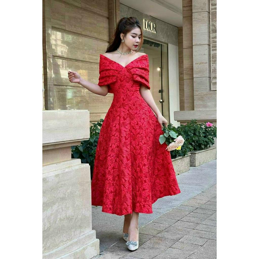 ĐẦM GẤM SIÊU XINH 3 MÀU FOM XÒE MẶC ĐI CHƠI, DỰ TIỆC ĐỀU XINH