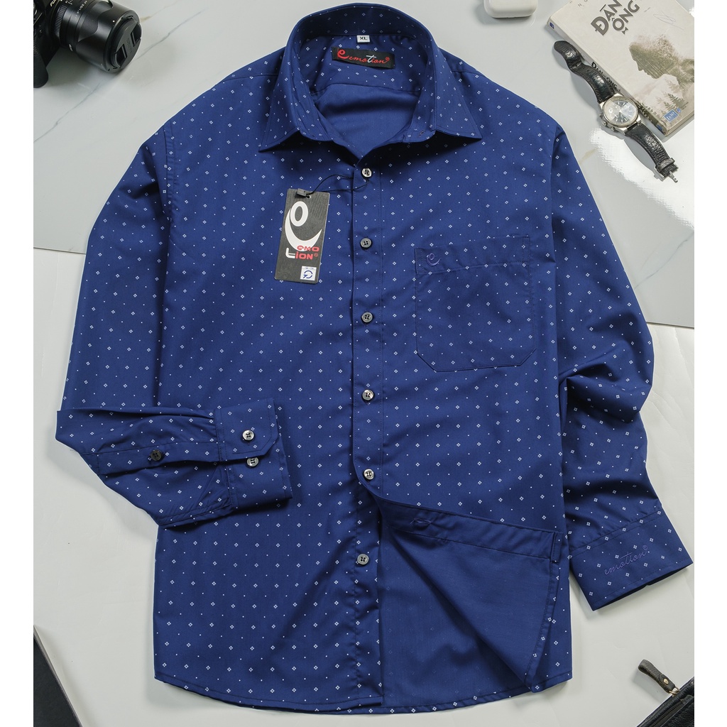 Áo Sơ Mi Nam Công Sở Dài Tay Họa Tiết Trung Niên Emotion Form Slimfit phong cách Sartorial lịch lãm