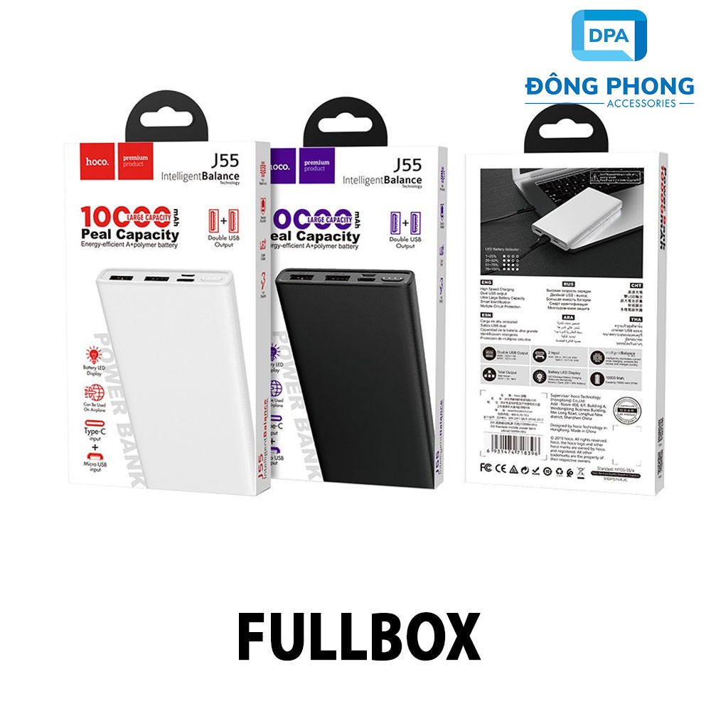 Pin Dự Phòng Hoco J55 10000mAh Dual USB Chính Hãng