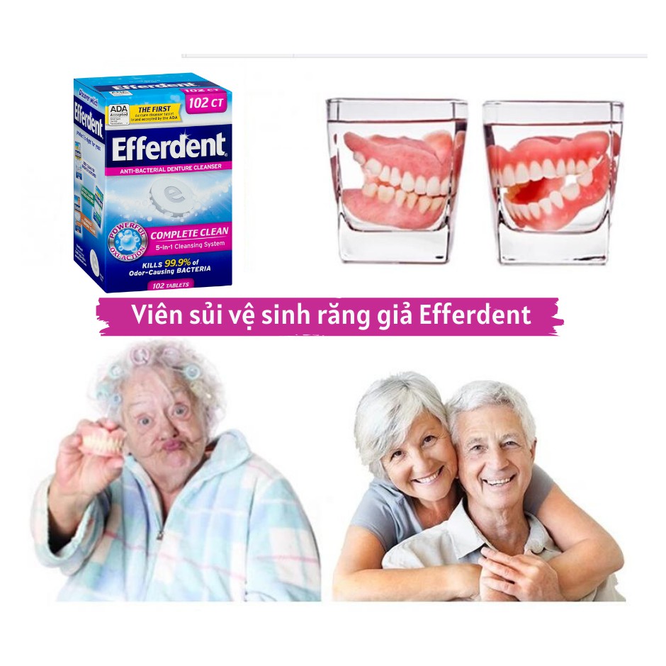 [HÀNG MỸ] Viên sủi vệ sinh răng giả Efferdent 5-in-1