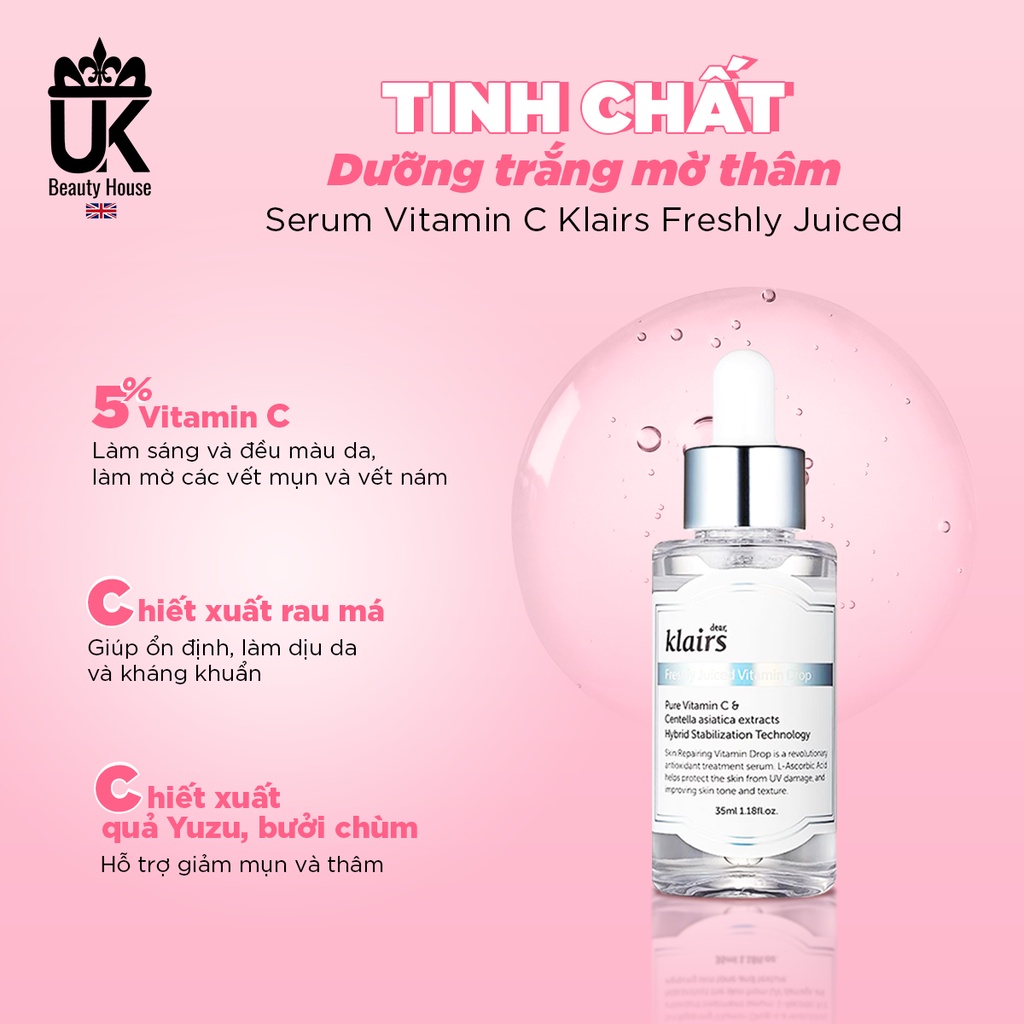 Tinh Chất Dưỡng Trắng, Mờ Thâm Serum Vitamin C Klairs Freshly Juiced 35ml