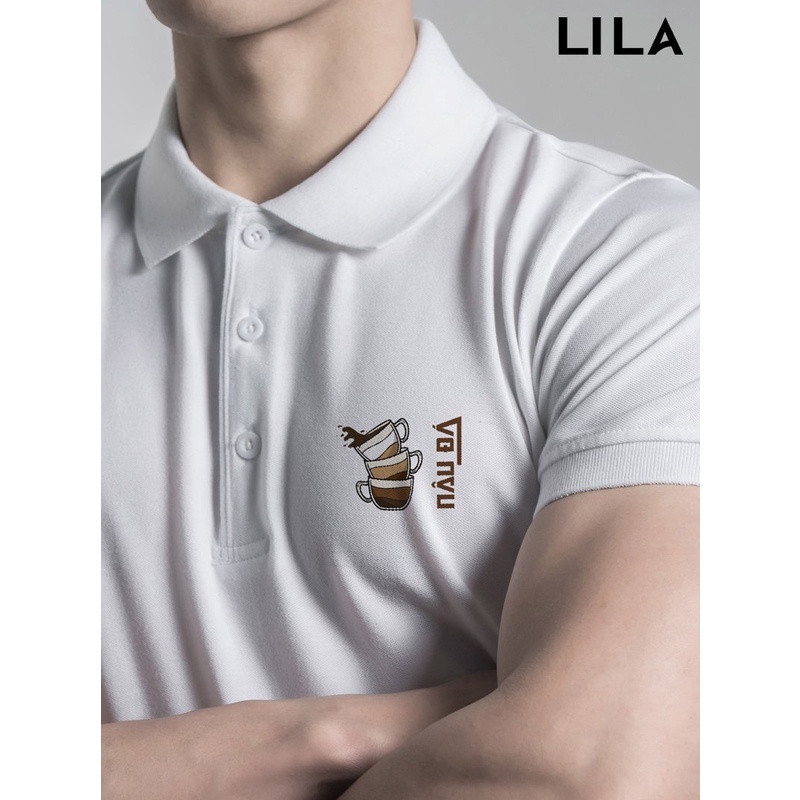 Áo POLO nam NÂU ĐÁ IN TÊN theo yêu cầu basic đẹp vải cá sấu COTTON cao cấp giữ form bền bỉ, chống nhăn - LILA