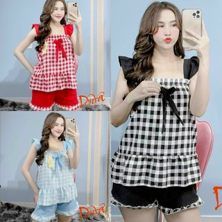 Đồ mặc nhà nữ 💥 FREE SHIP 💥 Đồ bộ ngủ xinh xắn, kẻ sọc caro siêu dễ thương Freesize dưới 55kg