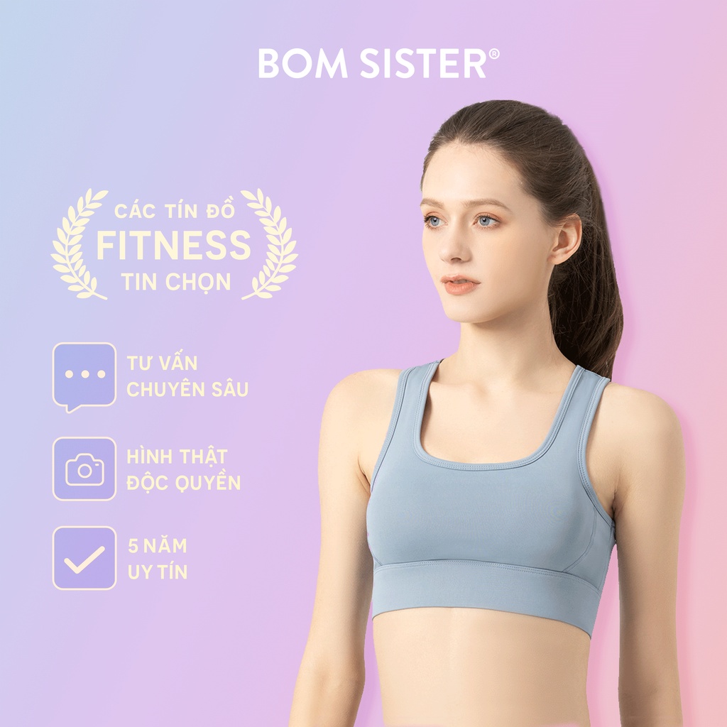 Áo lót tập Yoga - Gym croptop thun co giãn 4 chiều cài sau mút có thể tháo rời BOM SISTER AT0058