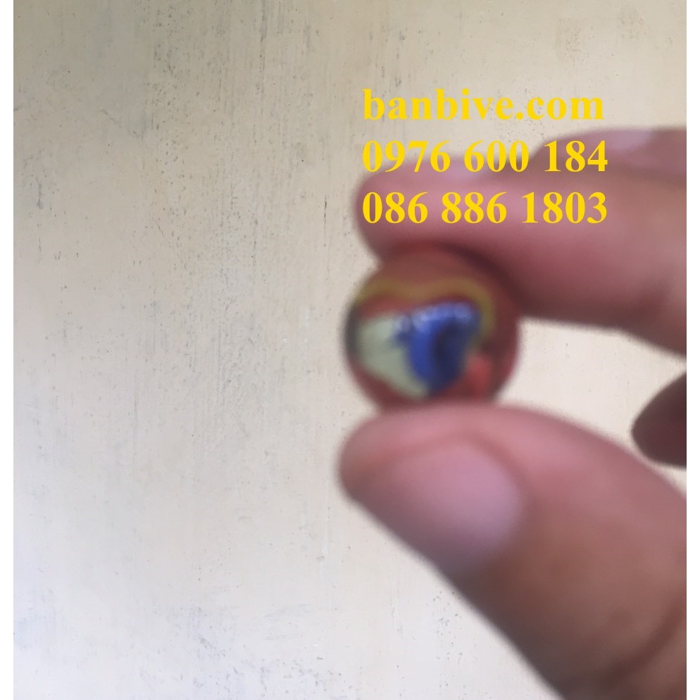 Bi ve - bộ viên bi thủy tinh vân trong vân ngoài trộn nhiều màu 16mm bộ 10 viên