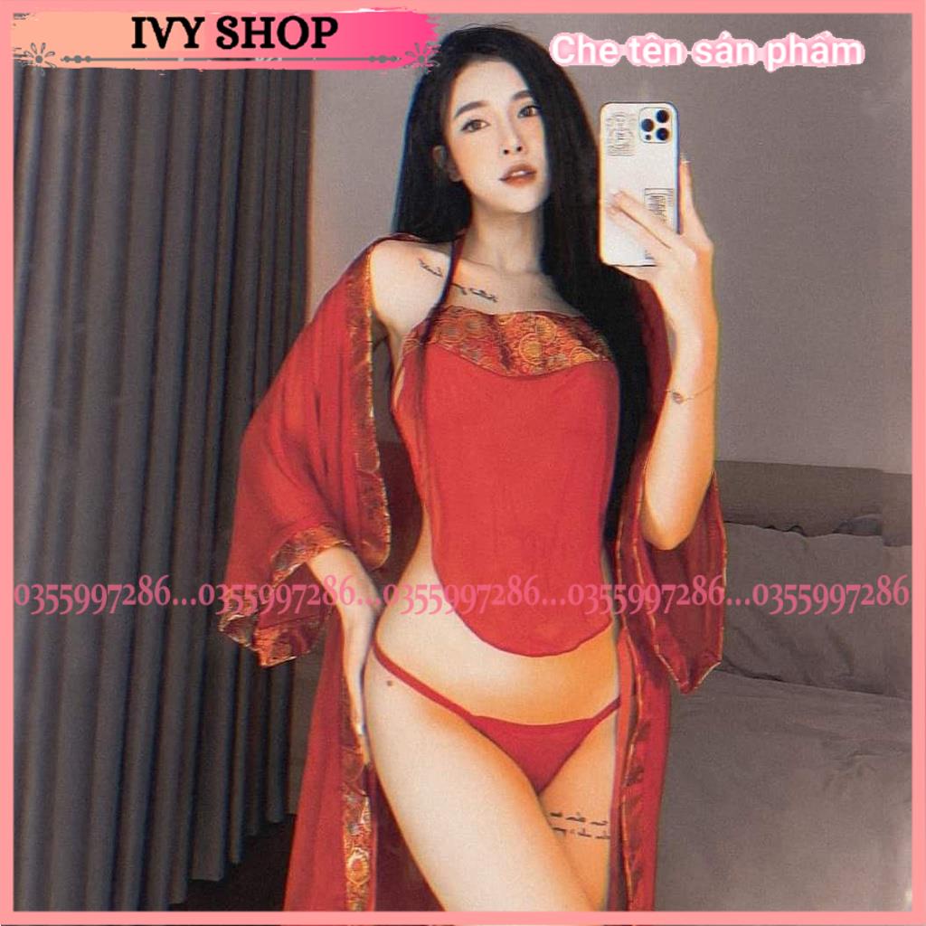 Bộ Đồ Ngủ Cosplay Cổ Trang Áo Choàng Kèm Áo Yếm Ngủ Nữ Xuyên Thấu - ACTH1300 + Y400 - Ivyshop