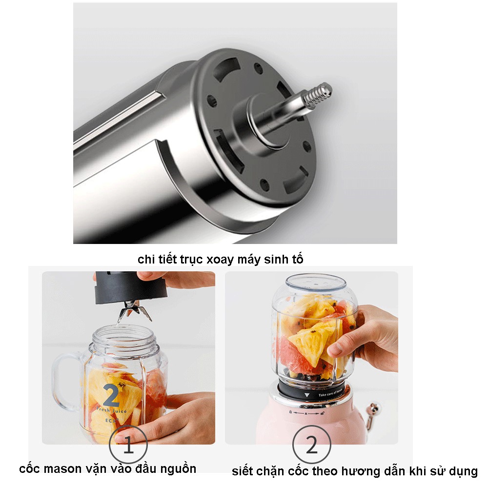 Máy Xay Sinh Tố ECX 2 Cối Xay 600ml Tháo Rời Dễ Dàng Sử Dụng