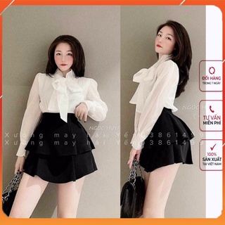 Chân váy xoè xếp ly 2 tầng