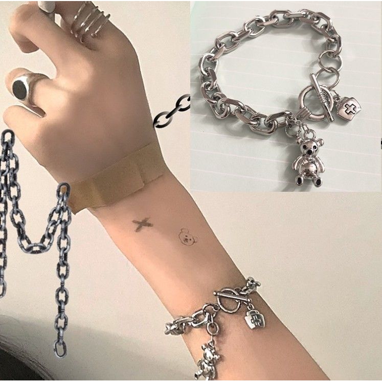 Vòng Tay Gắn Mặt Hình Gấu Cá Tính Phong Cách Hip-Hop