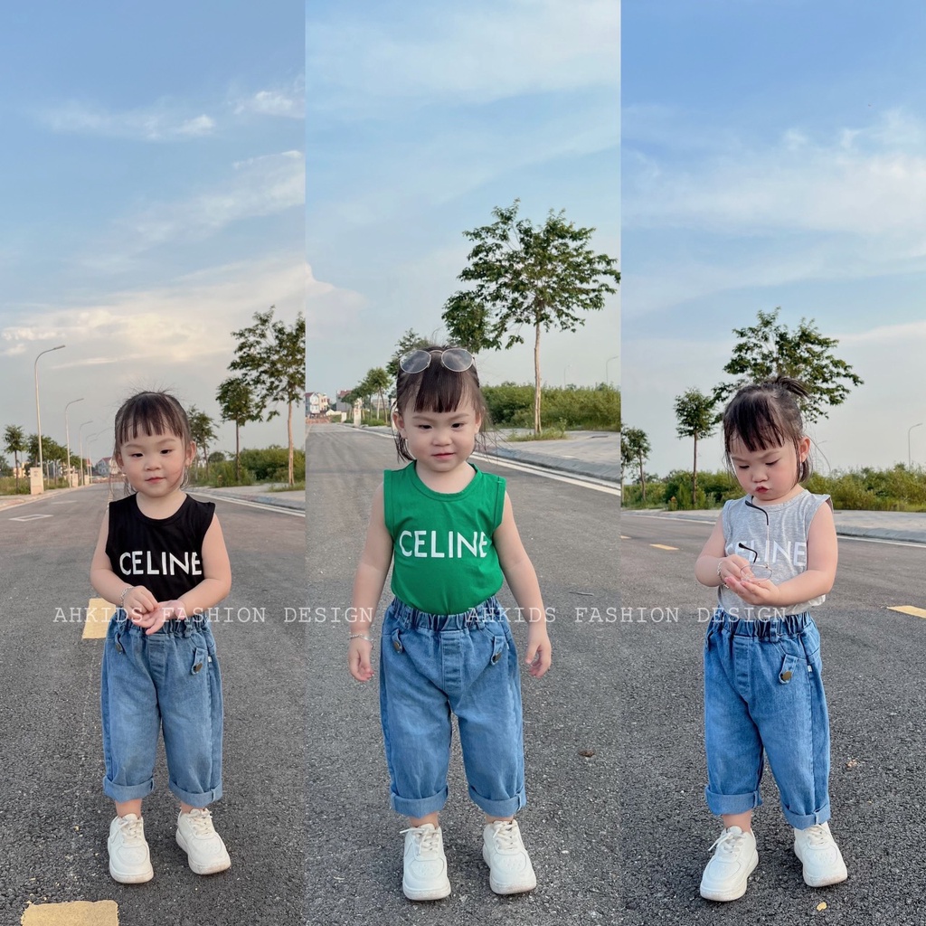 Set áo celinn kèm quần jean mềm cho bé