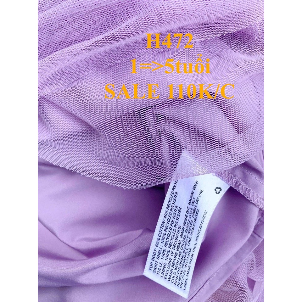 * Mã H472: Đầm thun Tay Cánh tiên phối VOAN Đính KIM SA CỐ ĐỊNH Hình Ngựa Pony bé gái.