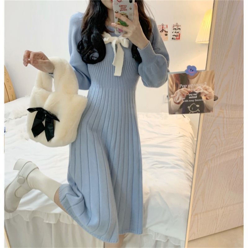 Đầm sweater nữ dệt kim thiết kế mới thời trang mùa xuân 2021
