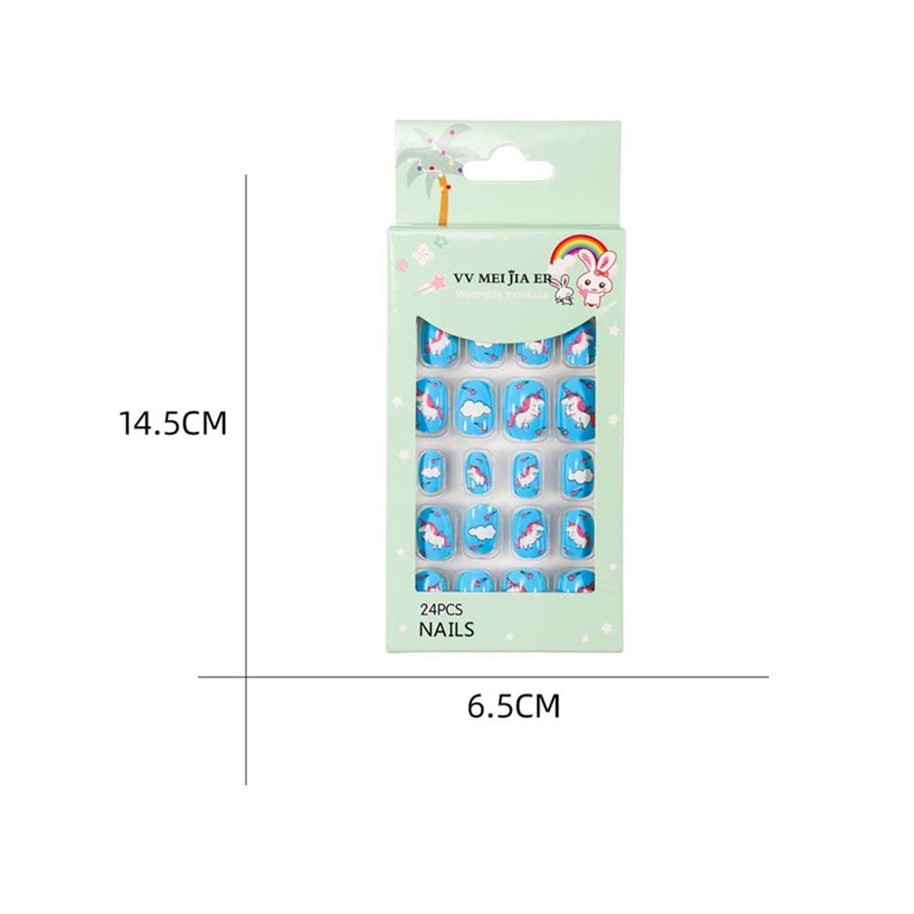 [Hàng mới về] 24 Móng tay giả họa tiết hoạt hình dễ thương cho trẻ em diy