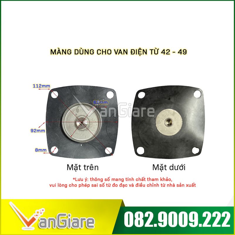 Màng van điện từ UW phi 21 27 34 42 49 60, màng cao su cho van điện từ uw, uwk, 2w, 2wk, uws