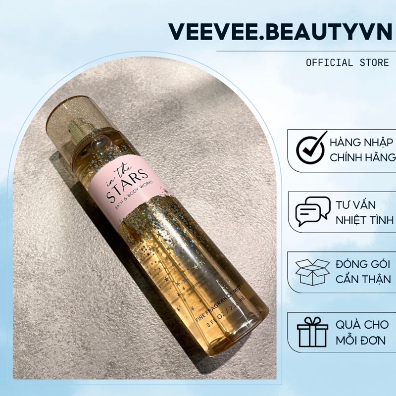 Body Mist IN THE STARS - Xịt Thơm Toàn Thân Bath and Body Works BBW Khử Mùi Nước Hoa