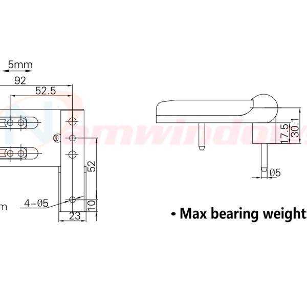 Bản lề 3D 100kg cửa nhựa lõi thép