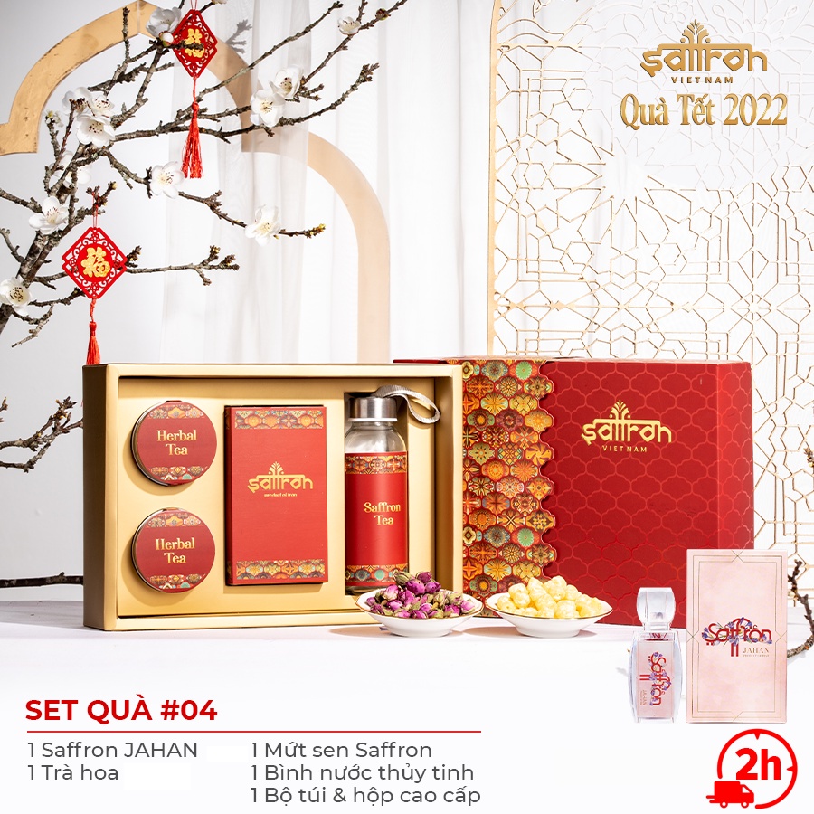 Quà tặng doanh nghiệp thương hiệu Saffron Việt Nam Nhụy Hoa Nghệ Tây Jahan với trà hoa