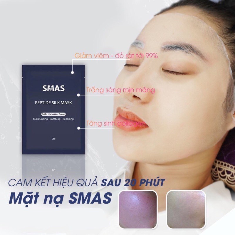 MẶT NẠ SMAS Peptide Silk 25g Cấp Ẩm Làm Dịu Phục Hồi Sau Nặn Mụn , Lazer
