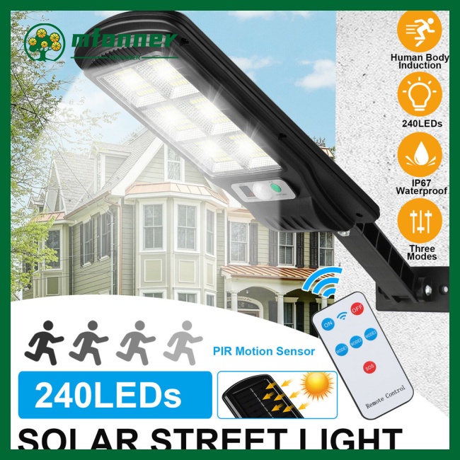 Đèn Led 240 SMD Gắn Tường Cảm Biến Chuyển Động Sử Dụng Năng Lượng Mặt Trời Chống Nước Ip67 Kèm Điều Khiển Từ Xa