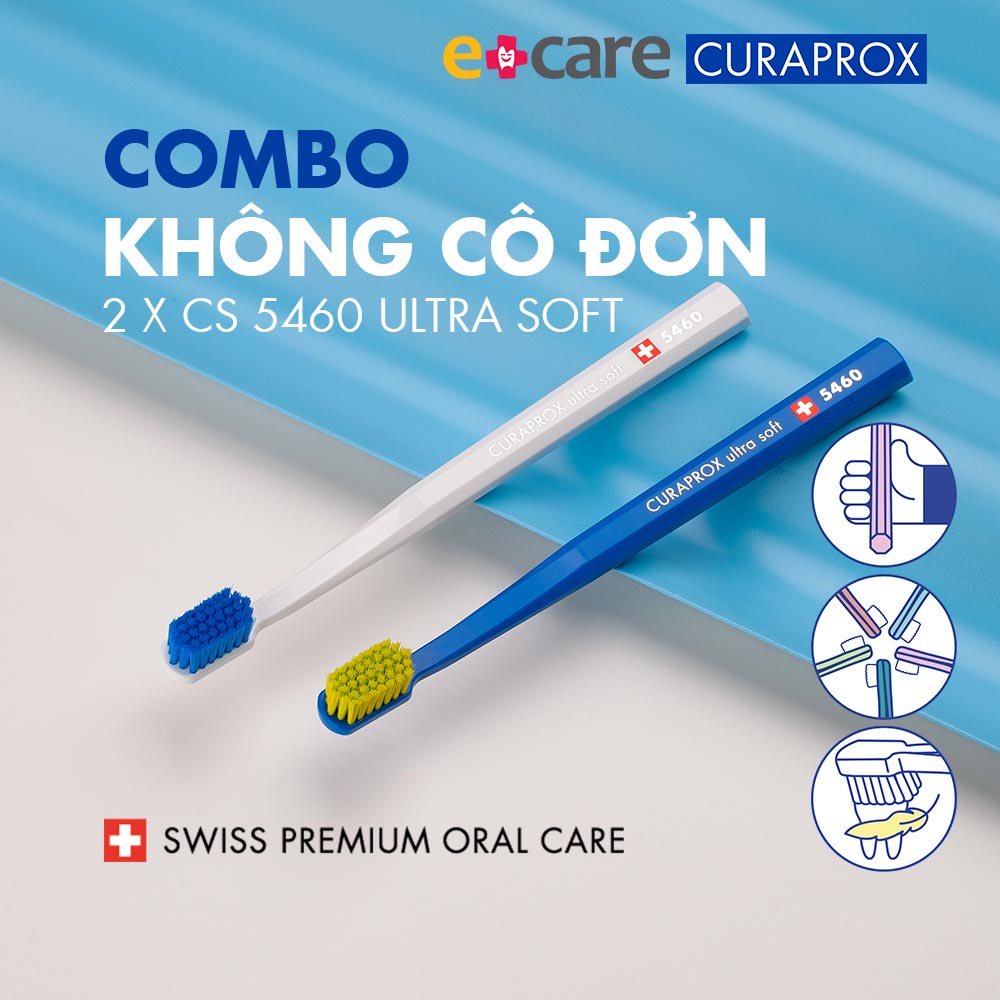 COMBO KHÔNG CÔ ĐƠN-2 Bàn chải răng siêu mềm Curaprox Thụy Sĩ