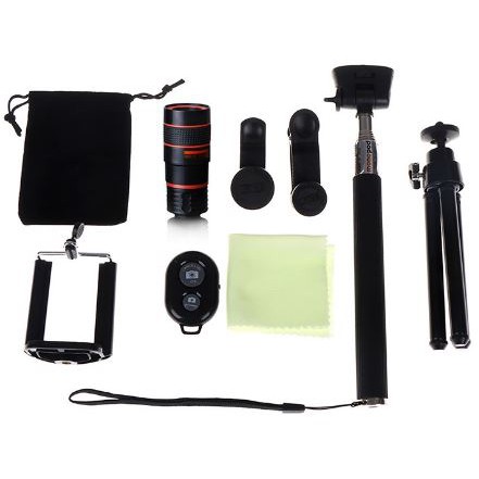 [HCM] - Ống kính ĐT chụp xa 8x | chụp cận Macro | Wide + Angle | Fisheye kèm chân 3 càng tripod | Cây Selfie | Bluetooth