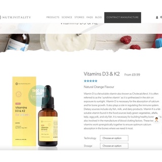 Vitamin D3 & K2 MK7 Anh Nutrivitality UK 30ml giúp phát triển hệ xương,răng và tăng cường hệ miễn dịch (mẫu mới vỏ vàng)