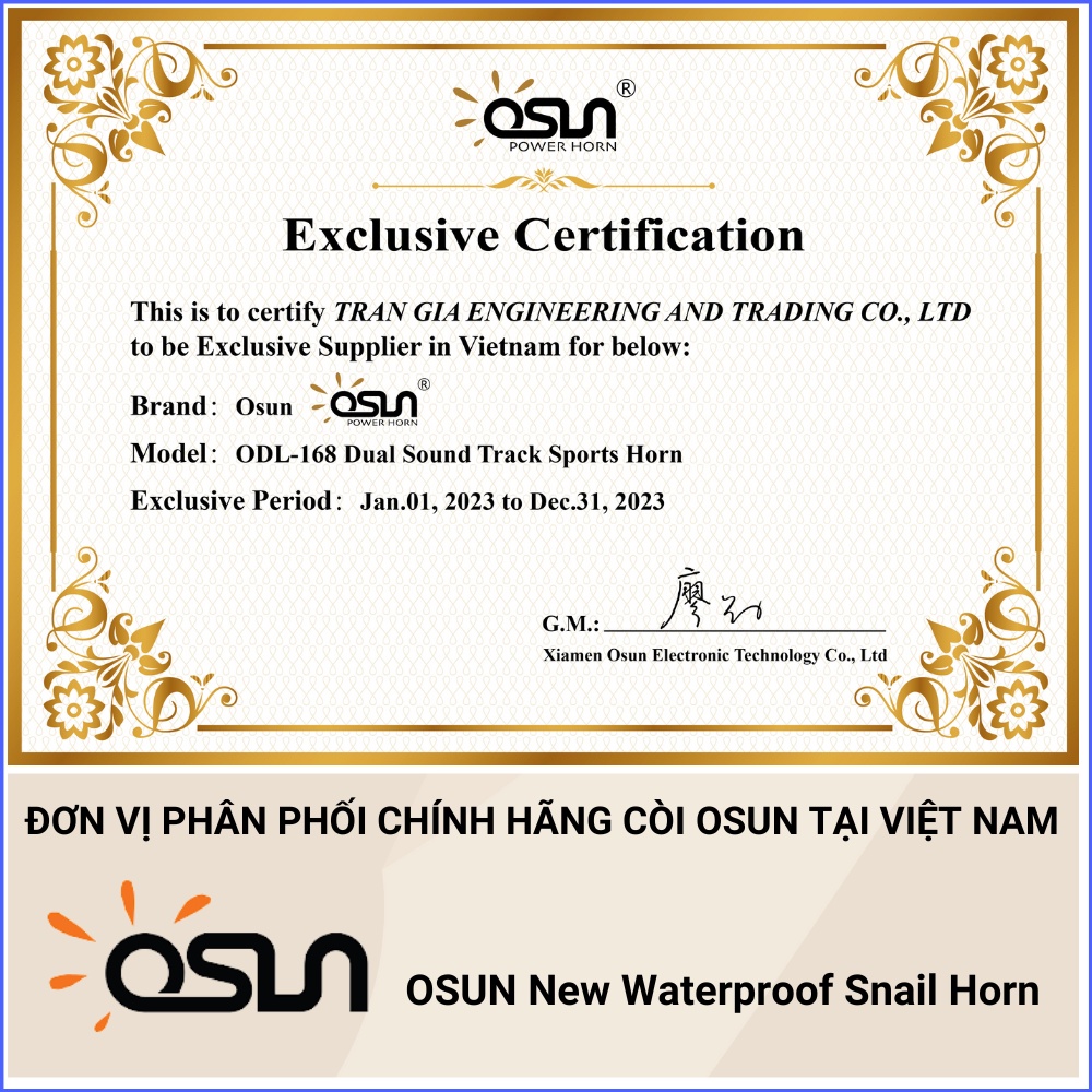 Còi sên Ô tô - Còi Sên Chống Nước Công Nghệ Nhật Bản| ODL168 Chính Hãng OSUN Bảo Hành 12 Tháng