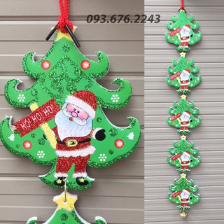 Dây 5 hình trang trí Noel dài 80cm (mẫu cây thông) phủ nhũ