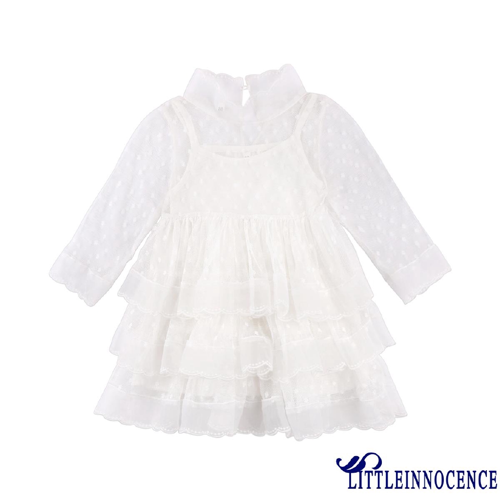 Đầm công chúa vải tuyn xếp tầng màu trắng thời trang cho bé gái