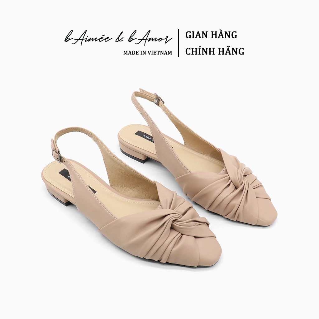 Sandal Bít Mũi Nữ bAimée &amp; bAmor Quai Hậu Gót Vuông Bệt 1.5cm Mũi Tròn Đế Bằng Thời Trang Hàn Quốc Đẹp Cao Cấp - MS1659