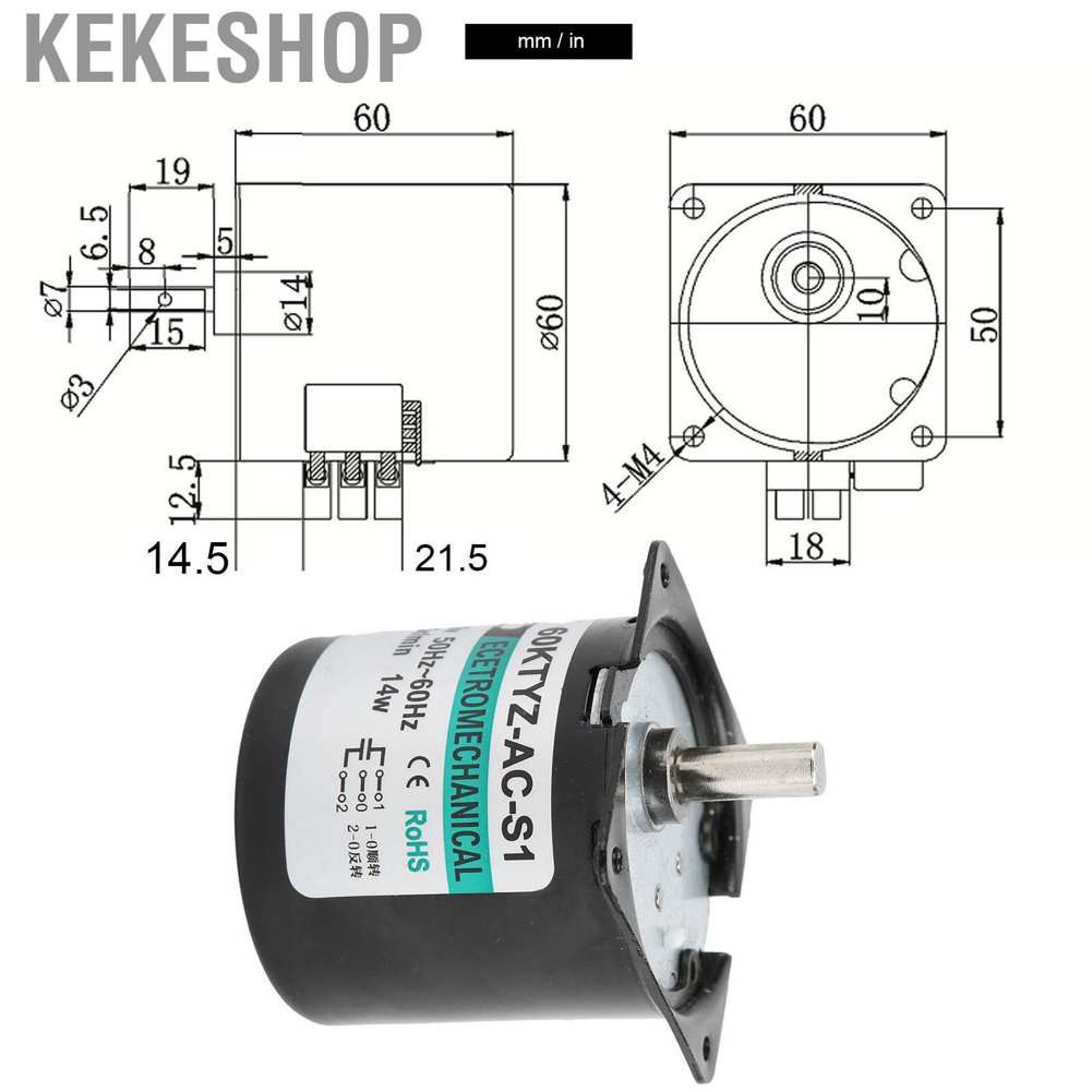 Kekeshop Mini Motor AC Synchronous Metal Gear Slow Speed Permanent Magnet DIY Generator Equipment 14W