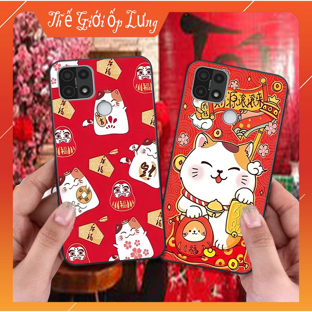 Ốp lưng OPPO A15 / A15S bộ hình TẾT Mèo thần tài may mắn MANEKI NEKO cực đáng yêu, siêu đẹp