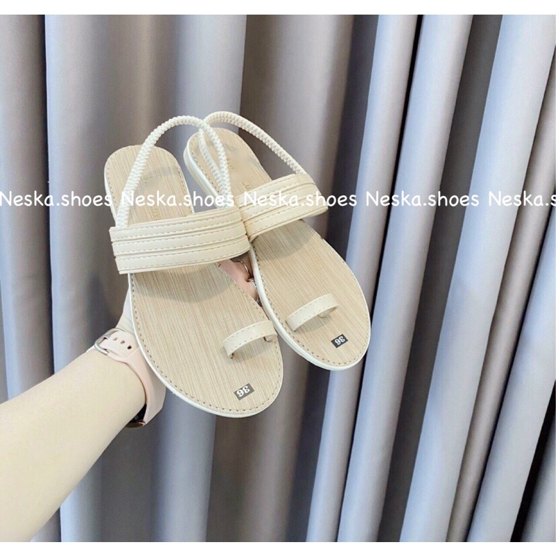 Giày sandal xỏ ngón đế bệt nữ quai thun hàng chất lượng mã Nes.11