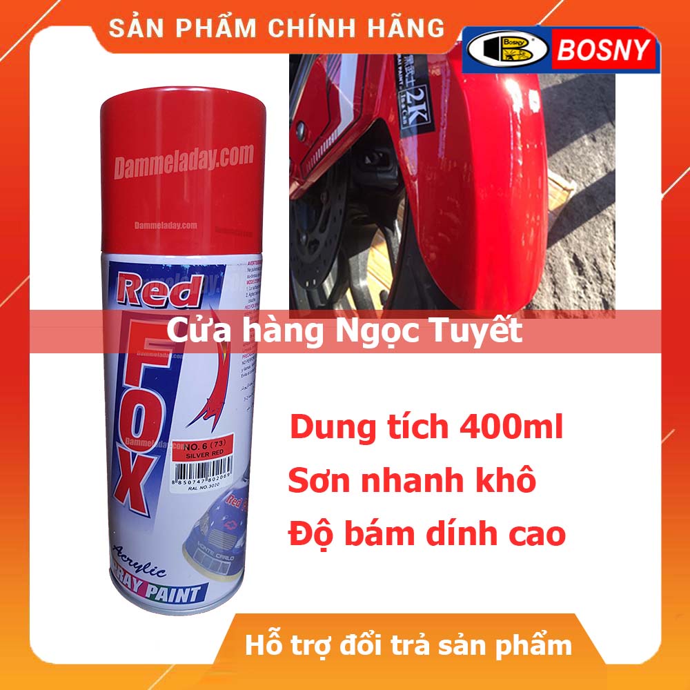 sơn xịt màu đỏ tươi( 06) redfox, sơn ô tô, xe máy dung tích 400ml - nhập khẩu Thái Lan