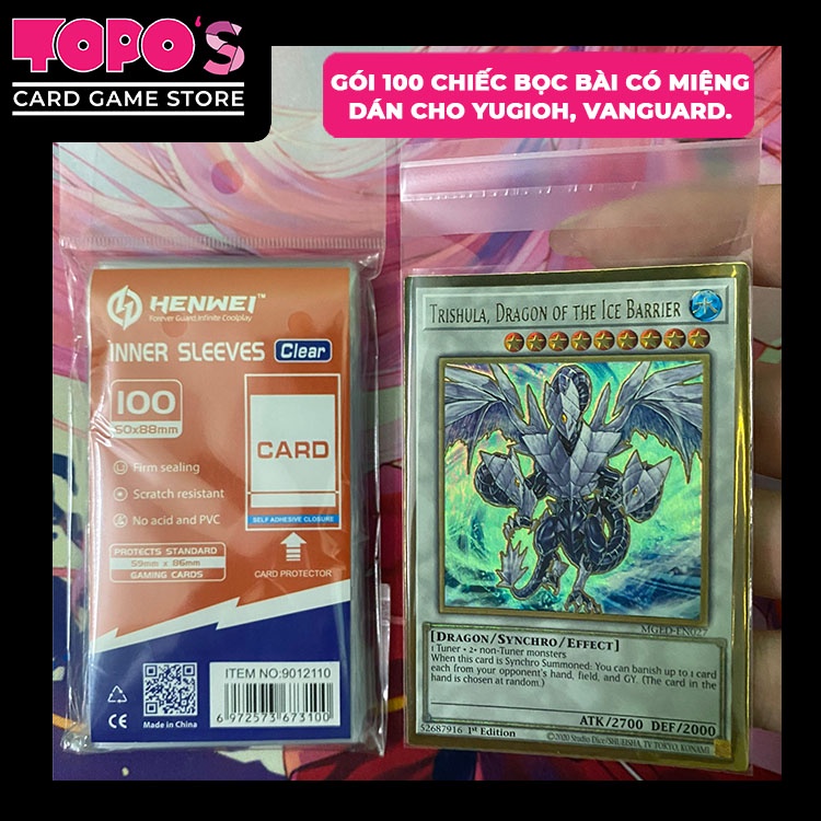 100 chiếc bọc bài dán cao cấp chính hãng Henwei cho thẻ Yugioh, Vanguard.