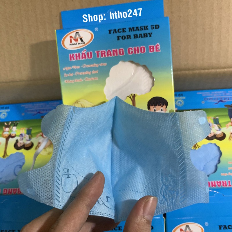 Hộp 10c Khẩu trang trẻ em 5D FOR BABY FAMAPRO (NAM ANH), bé từ 2-4 tuổi, quai thun