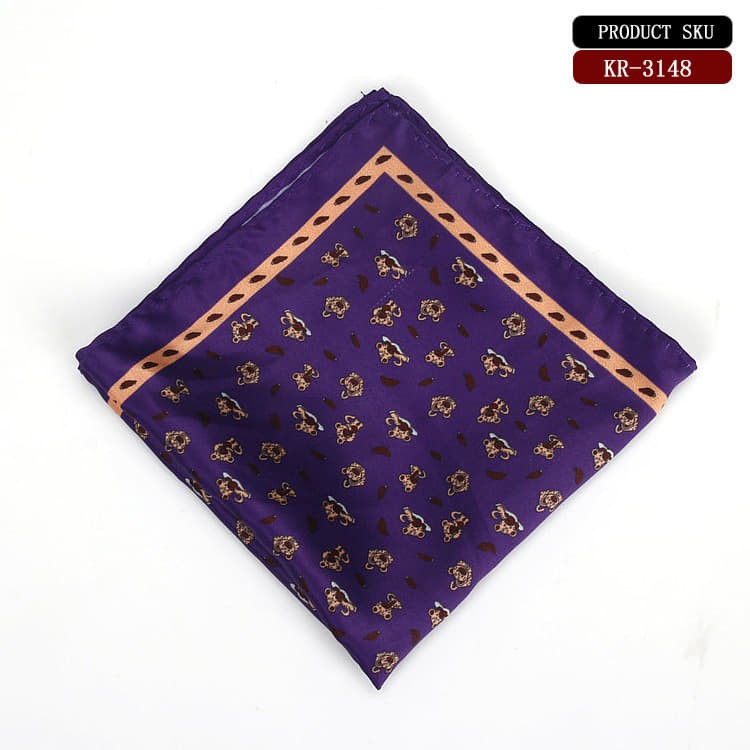 Khăn cài áo vest cho nam _ Pocket square hoạt tiết con hổ