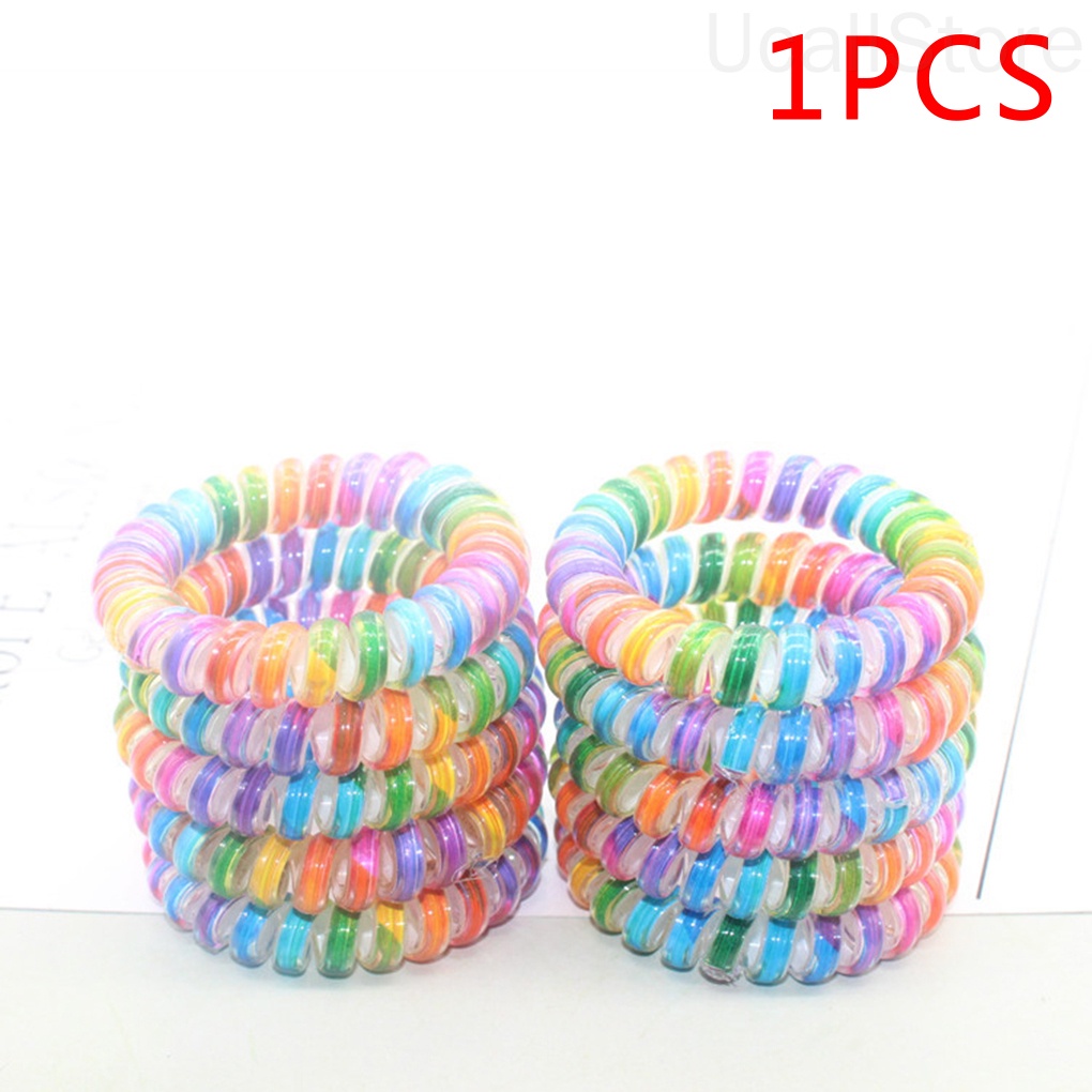 Dây Cột Tóc Lò Xo Co Giãn Màu Sắc Cầu Vồng Dành Cho Nữ Mã 1