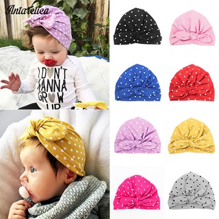 Mũ turban tai thỏ chấm bi cho bé