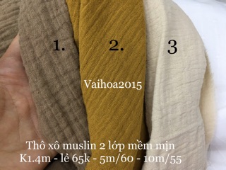 [VAIHOA2015] Thô xô MUSLIN 2 lớp mềm mịn, thoáng mát cho bé <LOẠI 1>