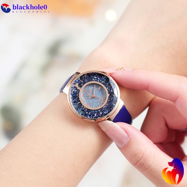 Đồng hồ analog máy quartz nữ dây da mặt tròn thời trang