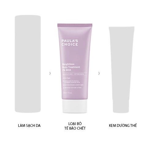 Kem Dưỡng Thể Paula's Choice 2% BHA RESIST WEIGHTLESS BODY TREATMENT WITH 2% BHA Tẩy Tế Bào Chết Toàn Thân Mini 60ml