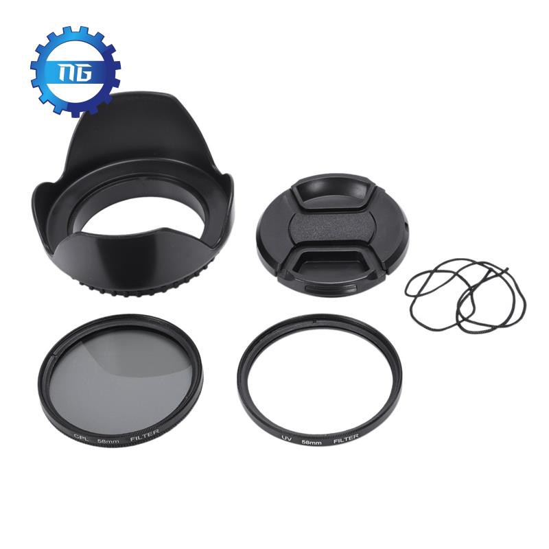 [Hot Sale]CPL UV Filter Kit 58mm for Canon EOS 700D 100D 600D 1200D Lens Hood Cap