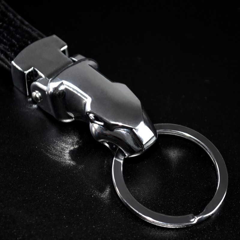 Móc khóa kim loại cao cấp đầu báo móc chìa khóa dây da đầu kim loại dành cho nam thời trang cao cấp Chammart