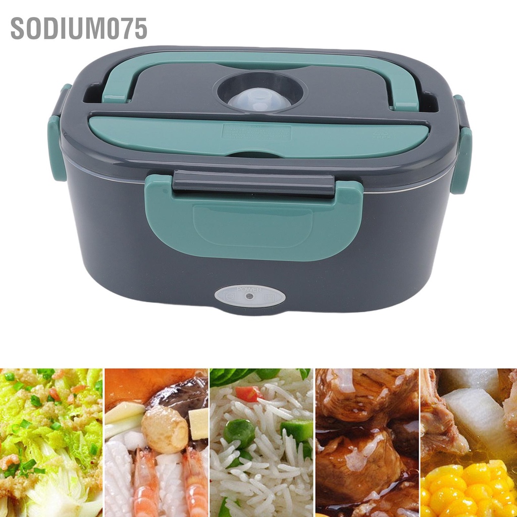 Có thể bán buôn Hộp cơm điện 40W Sưởi ấm Dung tích 1.5L đựng bằng thép không gỉ 2 Cáp sạc cầm tay Tay hâm nóng Sodium075 Hàng giao ngay