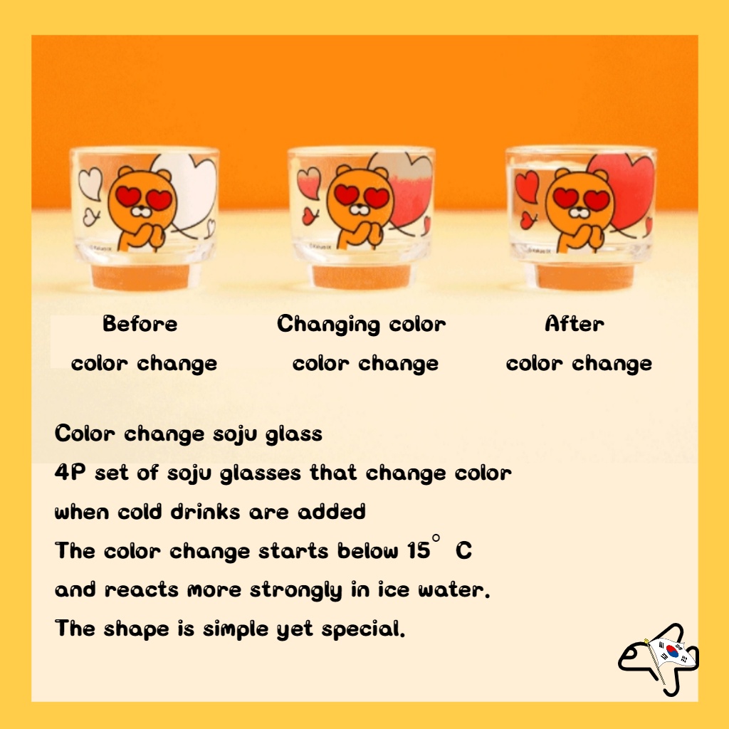Set 4 kính lúp đổi màu theo nhiệt độ Kakao Friends Ryan Magic Soju