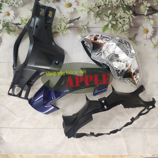 Bộ ốp đầu đèn xe Wave S110 gồm 4 món ốp trước, ốp sau và pha đèn kèm bóng siêu sáng