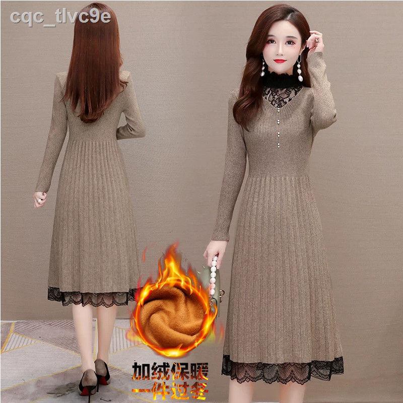 Base lace dress autumn/winter 2020 new style to cover the crotch, showing thin temperament, splicing western style, wear | BigBuy360 - bigbuy360.vn