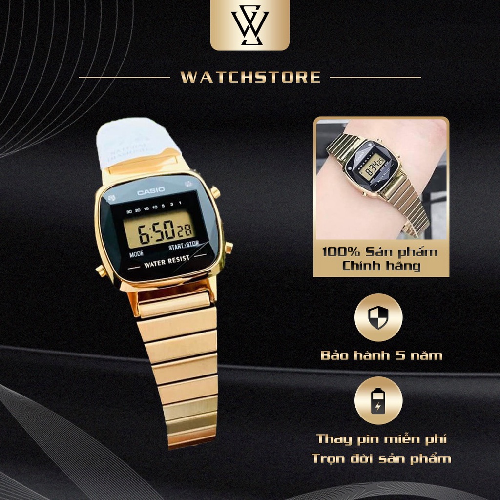 Đồng Hồ Điện Tử Nữ Casio WATCHSTORE LA670WGAD-1DF Thiết Kế Mặt Kính 24.6mm, Vỏ Mạ Crom Màu Vàng Thời Thượng