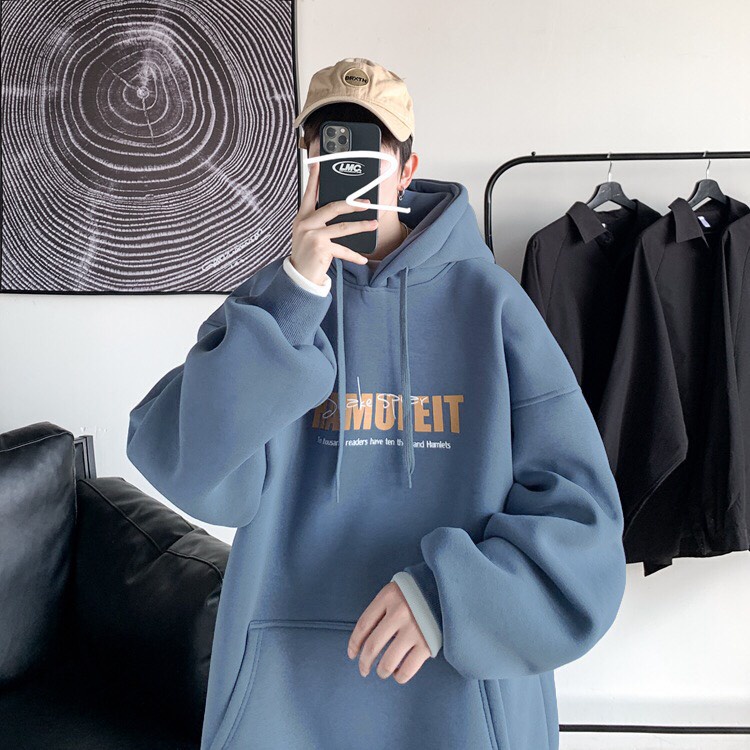 Áo khoác nỉ bông cotton dày mịn - hoodie form rộng unisex hamuleit - 2N Unisex